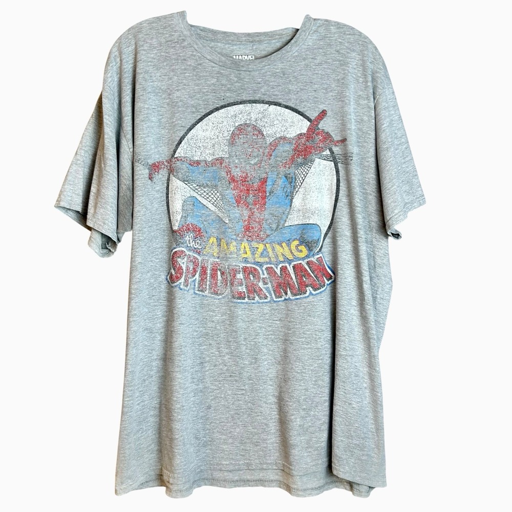 Vintage Y2K Faded Gray Amazing Spider-Man T-Shirt Marvel Comics Size Large